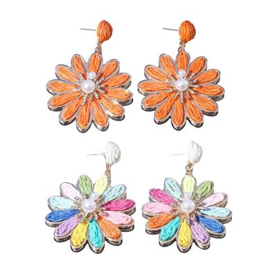 Colorful Rattan Knit Earrings Summer Jewelry For Women Girls Stylish Lightweight Casual Party Accessories