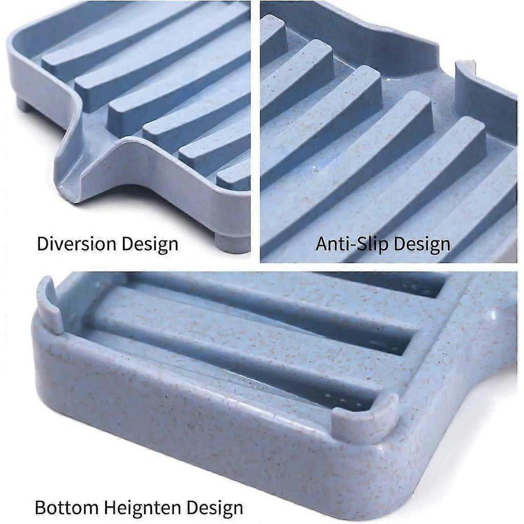 Soap Saver Soap Dish Self Draining Soap Holder for Bathroom,Kitchen 2 Pack(Blue)
