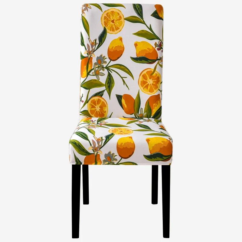 Printed Chair Cover Elastic Kitchen Seat Cover Stretch Spandex Chair Covers for Dining Room Wedding Hotel Banque… More