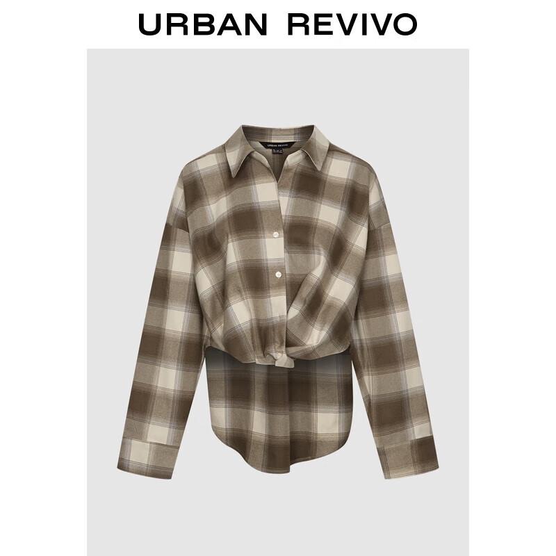 UR Women s Flowing Color-block Plaid Blouse XS