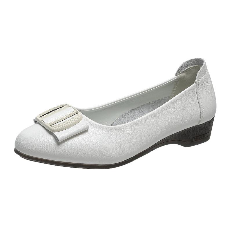 Middle-aged and Elderly Single Shoes Women's Elderly Shoes Low-heeled Thick-heeled Pointed Toe Shallow Mouth Work Shoes