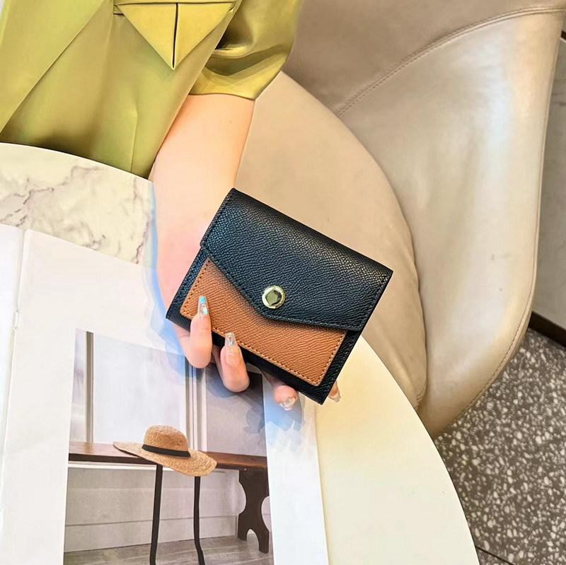 Новый короткий кошелек из коровьей кожи с рисунком пальмы, цветной блок, тройной сгиб, кошелек из натуральной кожи, цветной кожаный зажим, цветная блокирующая сумка для карт 11.5x2.5x10cm чёрный/коричневый