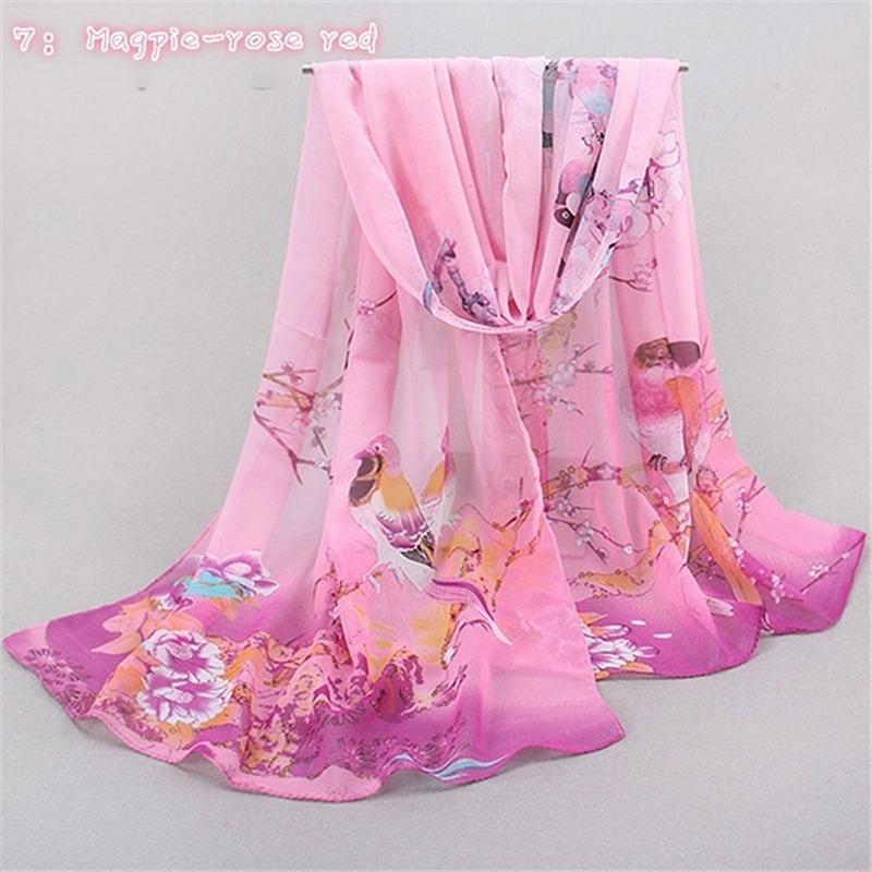 160*50cm Chiffon Fashion Scarf - Striped Floral Print Shawl For Sun Protection And Holiday Gifts
