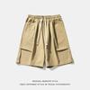Men's Fashion Summer Pleated Design Workwear Shorts Knee-Length Short Pants Drawstring Beach Shorts