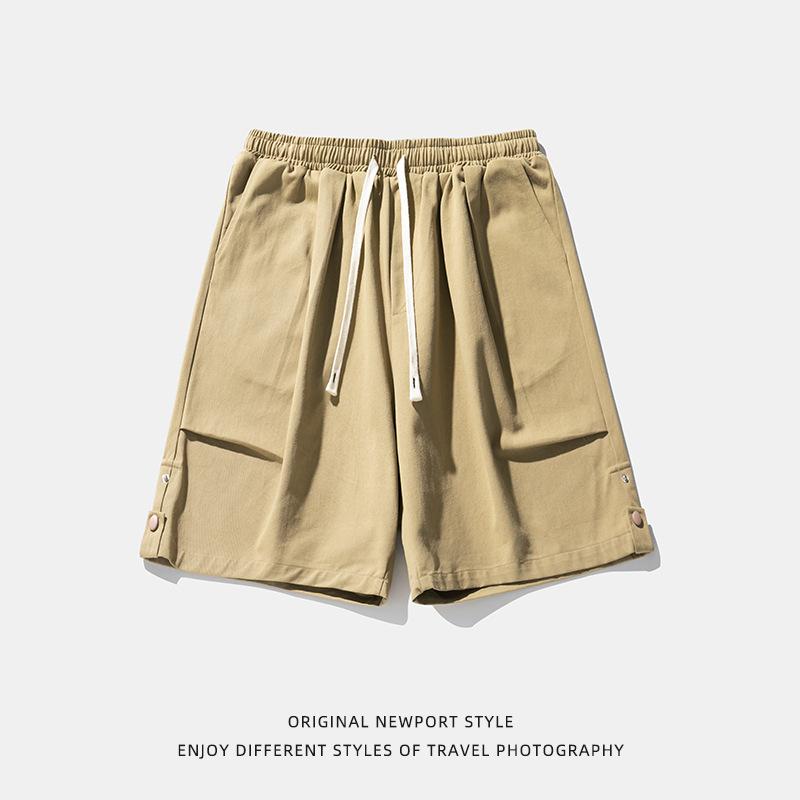 Men's Fashion Summer Pleated Design Workwear Shorts Knee-Length Short Pants Drawstring Beach Shorts