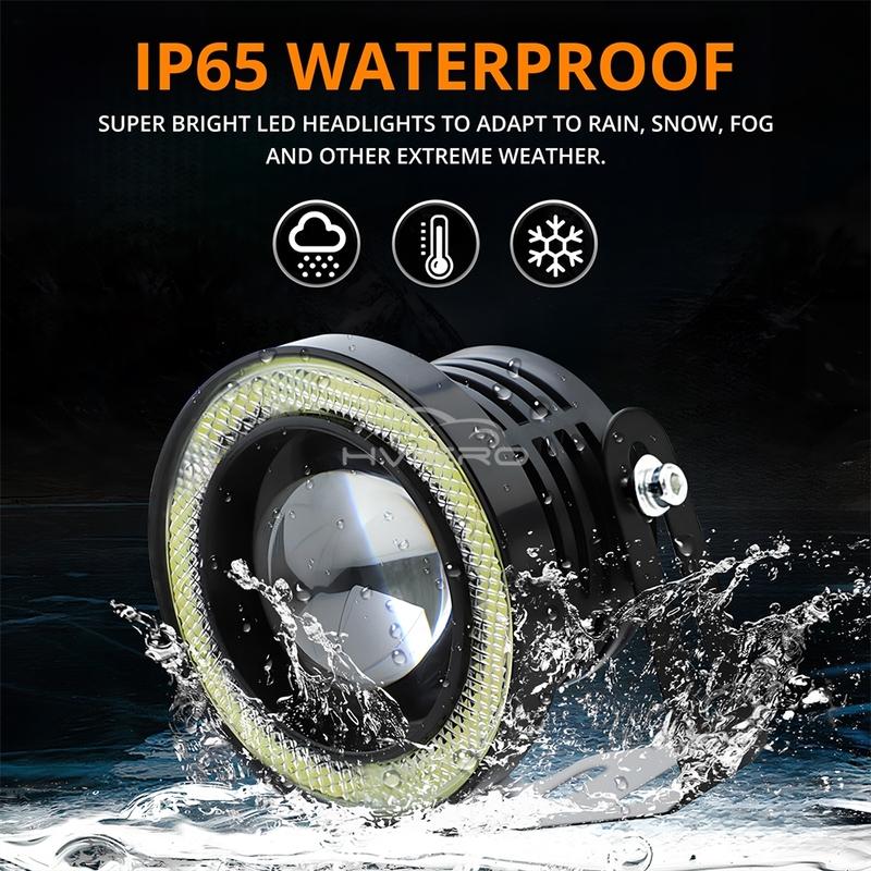 2Pcs Auto 30W Driving DRL Fog Lights COB Angel Eye 64/76/89mm Car Ambient Lamps Waterproof Daytime Running Bulb Headlight DC 12V