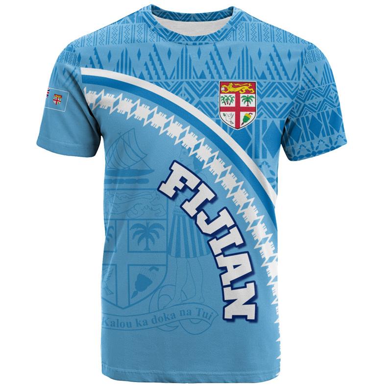 Fiji 3D Printed T-shirts Summer Round Neck Short Sleeves Casual Tops  Street Oversized men's T-shirts