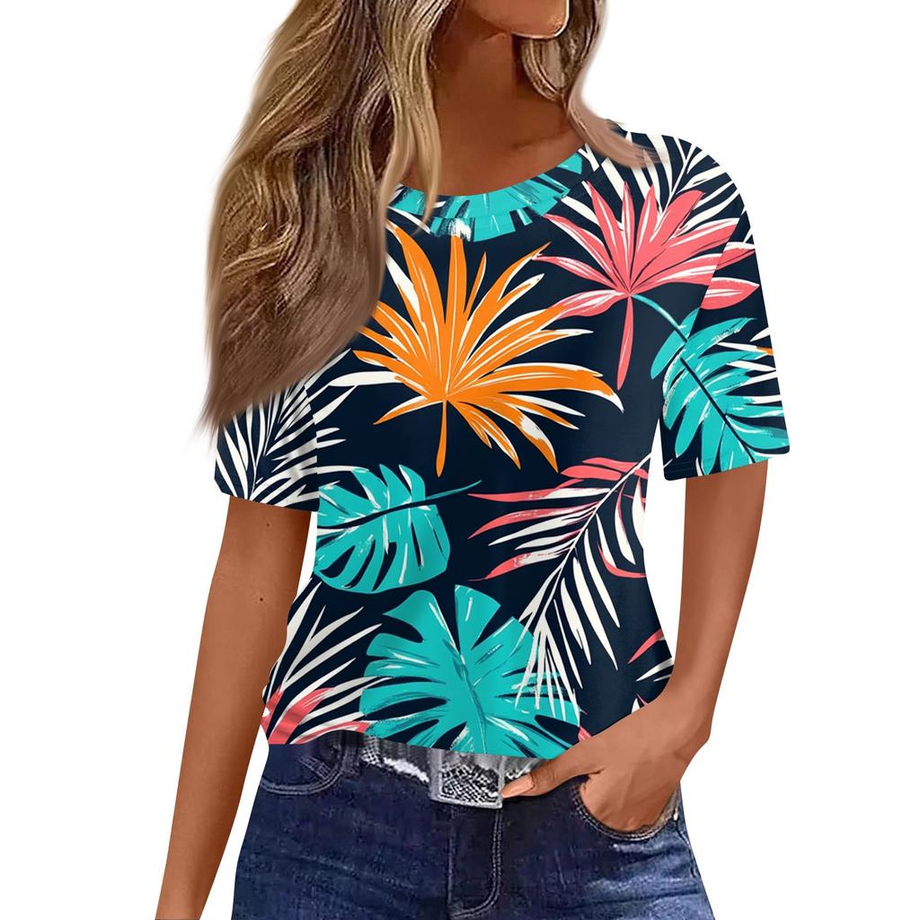 Modisches, lässiges Pullover-Oberteil mit kurzen Ärmeln und Rundhalsausschnitt für Damen