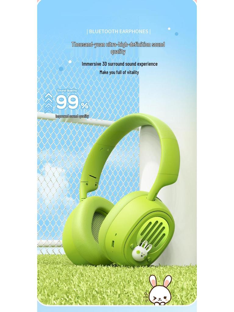Cute Rabbit Over-Ear Bluetooth Headphones - Soft, Cloud-like Feel, High-Value Wireless Audio with Voice Call Capability