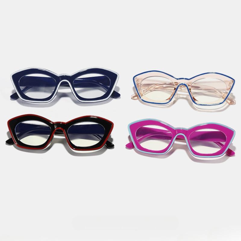 Europe and America Retro Cat Eye Anti-Blue Light Glasses Men Women Fashion Collide Color High Definition Eyeglasses