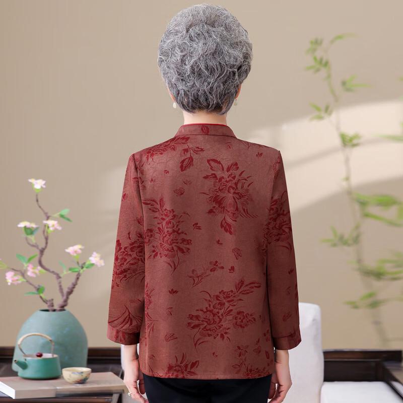 YUZHAOLIN Chinese Style Floral Shirt for Elderly Women