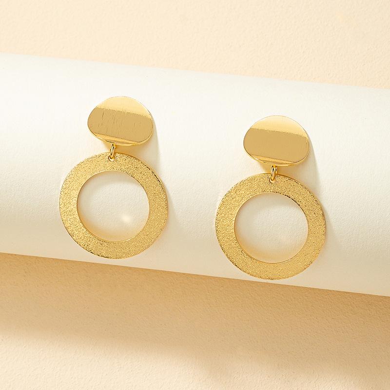 

Korean Niche Design Frosted Textured Circle Earrings - Irregular Style for Women