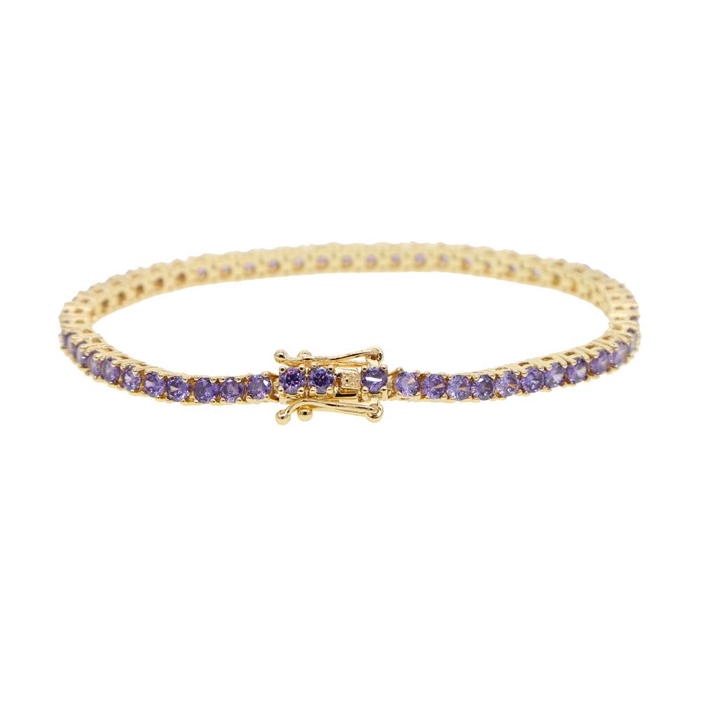 Multicolor 3mm Zircon Tennis Chain Bracelet - Hip Hop Style for Women