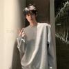 Men's Heavyweight White-Gray Fleece Hoodie: Autumn/Winter Loose Fit, Round Neck Long-Sleeve Pullover