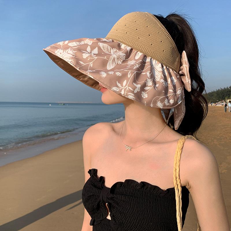 Mode Femmes Été Oversize Haut Vide Protection Solaire Extérieure Pare-Soleil Sauvage Voyage Plage Pliable Chapeau de Soleil à Large Bord Casquette Visière