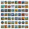 New 50 Art Oil Paintings Wind Camping Stickers Van Gogh Star Night Wind Outdoor Handbook Luggage Notebook Diy Stickers
