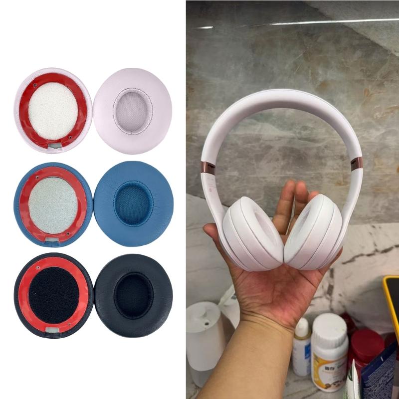 1Pair Earpads Protein Leather Ear Pad Ear Cushions Cover Memory Foam Earmuffs for Solo4 Headsets