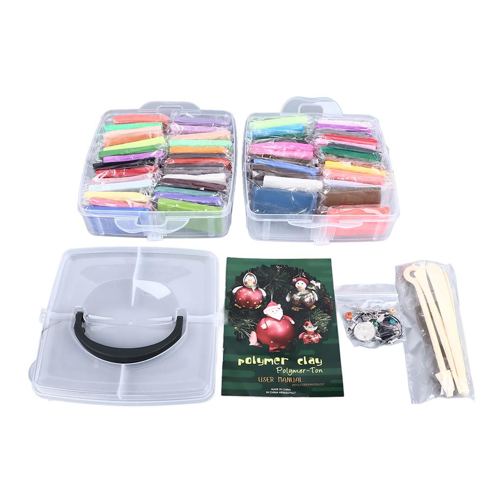 50 Colours Modelling Clay Set Soft Light Safe Easy To Mouldable Polymer Clay Set for Children Over