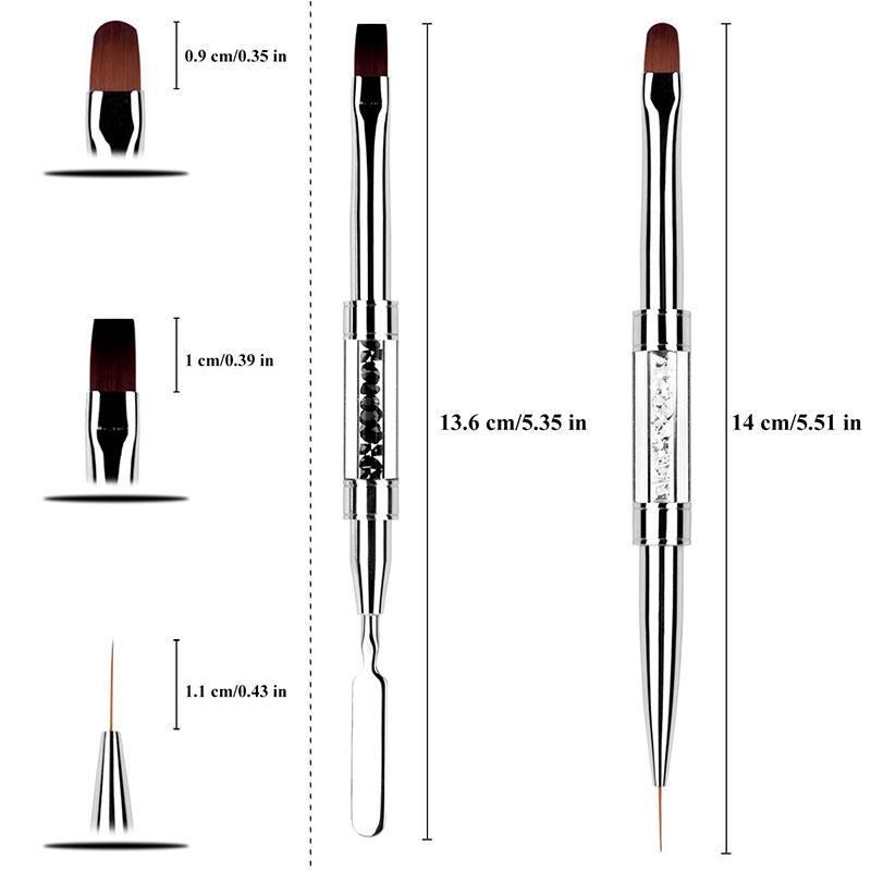 1PCS Dual-Ended Hard Thin Manicure French Builder Gel Brush Nail Art Brush Nail Gradient Brush for Nails Tool XJS08