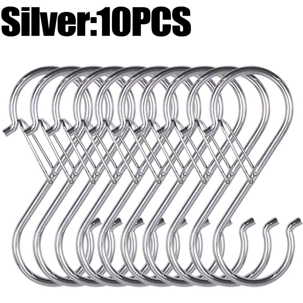S-Shape Hook Stainless Steel Clothes Bags Towels Hanging Rack Multi-function Kitchen Bedroom S Hooks Home Storage Organizer