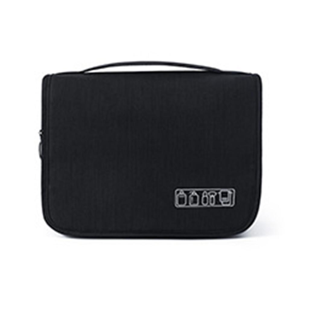 Black Travel Storage Bag with Hook Wet Dry Separation Large Capacity Hanging Toiletries Storage Bag