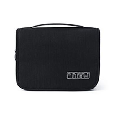 Black Travel Storage Bag with Hook Wet Dry Separation Large Capacity Hanging Toiletries Storage Bag