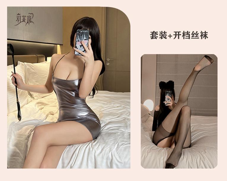 Sex underwear female sexy hot girl style low chest tight and thin heart scheming backless strap nightclub pure desire hip skirt