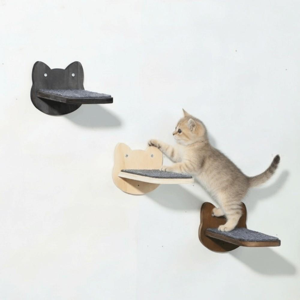 Wooden Wall Mounted Cat Tree Wear Resistant Cat Wall Shelves Cat Climbing Ladder Sleeping