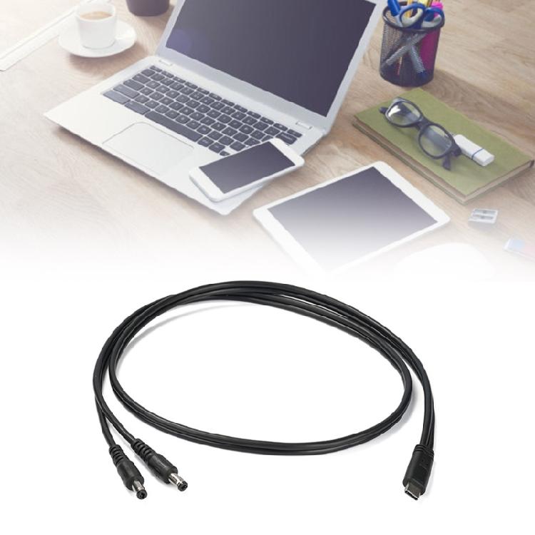 3.28FT Type C To Double DC5.5x2.5mm Power Cable 65W 3.28FT for Charging 20V Devices 65W Output