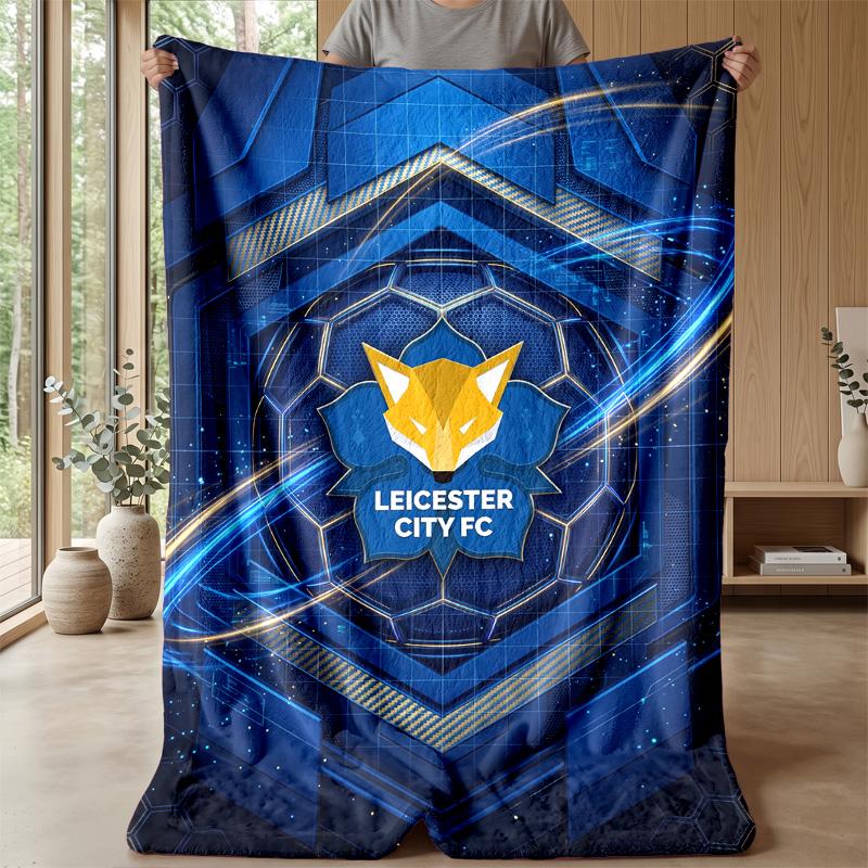 Leicester City Fußball Druck Flanell Decke, Weiche Warme Leichte Überwurfdecke für Sofa Bett Camping