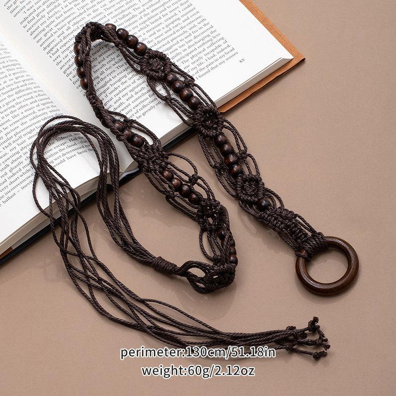 Bohemian retro style fringed waist chain women's exquisite hand-woven waist rope with skirt spring and summer ethnic style belt