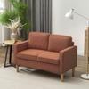 2-Seater Sofa with Storage and Solid Wooden Legs, for Living Room, Bedroom, 117 x 63 x 79 cm, Orange