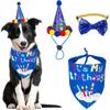 Dog Birthday Bandana Scarf And Dog Girl Boy Birthday Party Hat With Cute Dog Bow Tie For Pet Clothes for Medium Dogs Easter