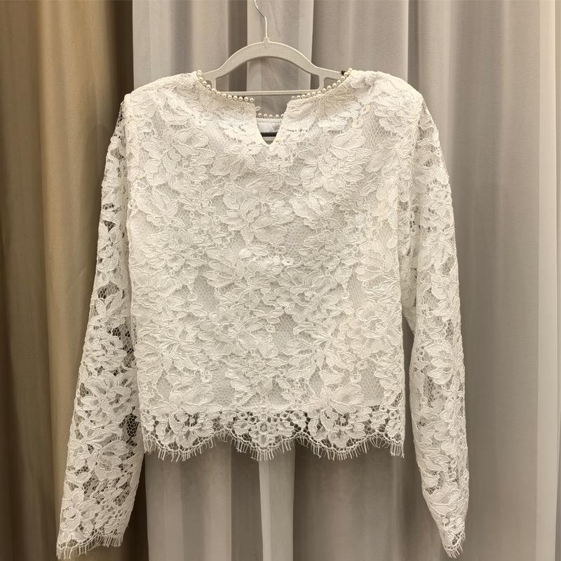 Sweet Pink & Purple Lace Hollow Top - New Spring/Summer European & American Style for Women