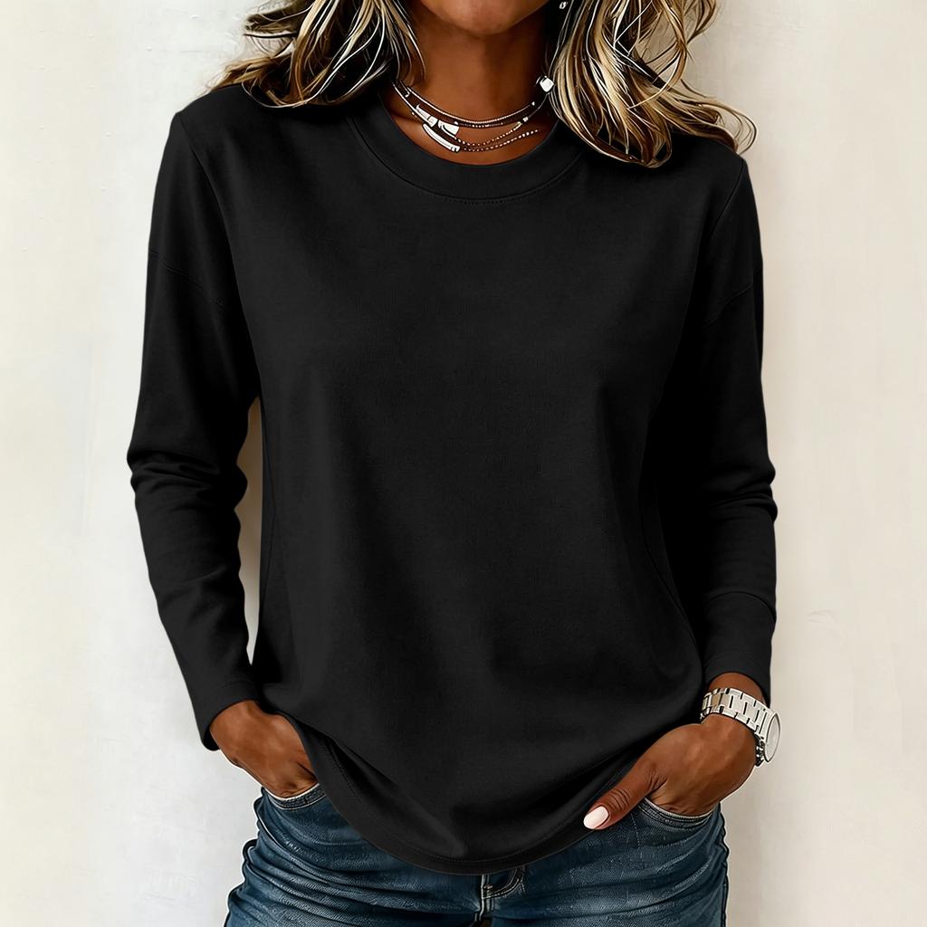 Women's Loose Fit Long Sleeve Top Casual Comfortable Pullover Lightweight Soft Fabric Relaxed Style Everyday Wear