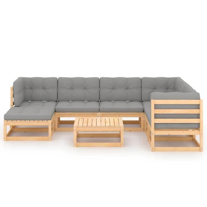 Maison Exclusive - Salon de jardin 8 pcs avec coussins Bois de pin massif