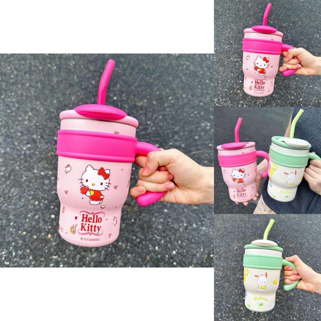 Cute Hello Kitty Stainless Steel Straw Cup For Girls Cartoon Design Portable And High-quality