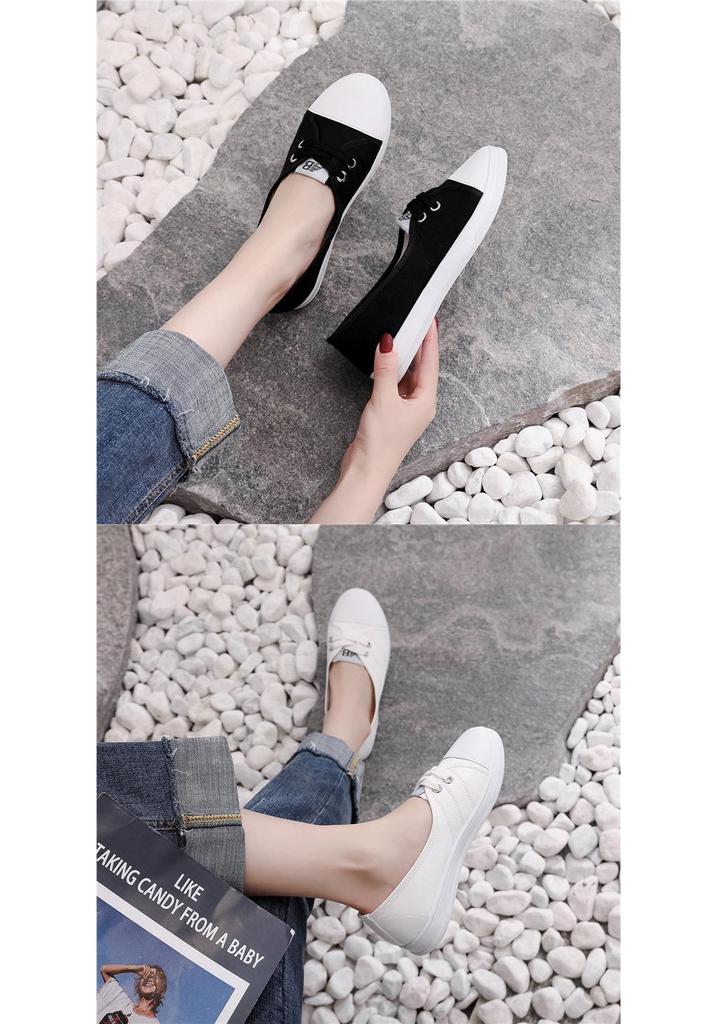 Versatile 2026 Spring Women's Low-Cut White Canvas Shoes - Korean Style, Breathable, Flat-Bottom