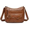 New women's casual fashion multi-layer multi-pocket soft leather shoulder bag diagonal span mother bag