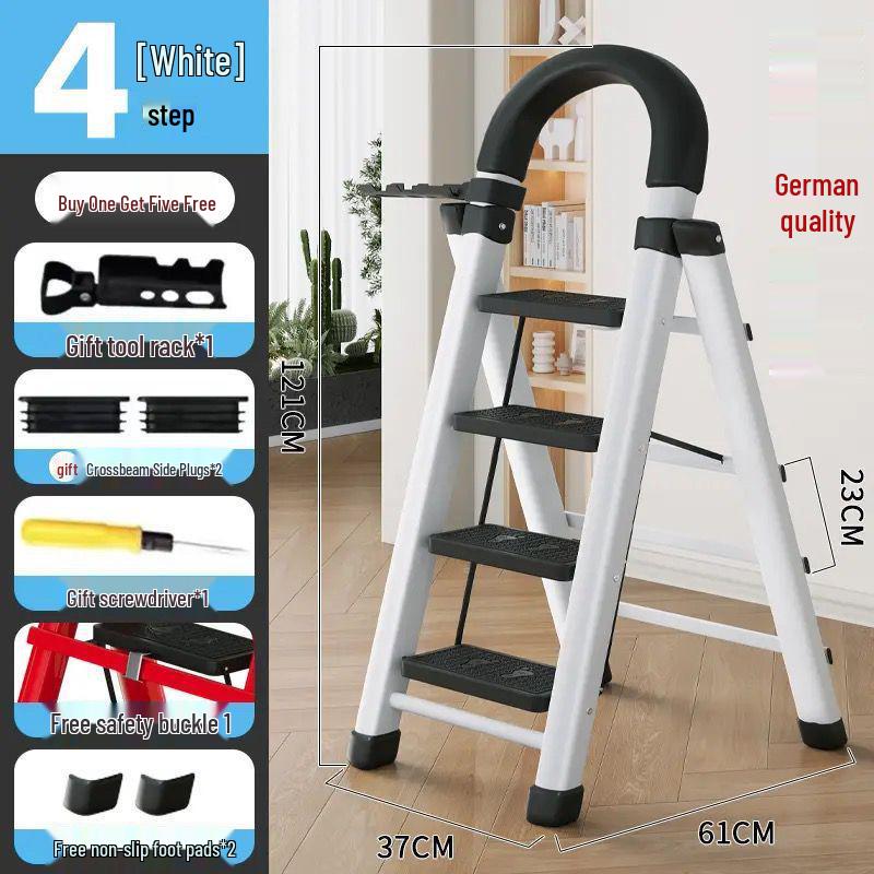 Multi-Functional Telescopic A-Frame Folding Ladder - Thick Carbon Steel Step Ladder for Indoor Use
