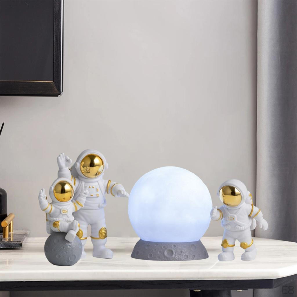 4 Pcs Cute Astronaut Statue PVC Ornament Fireplace Figurine Decoration Sculpture Home