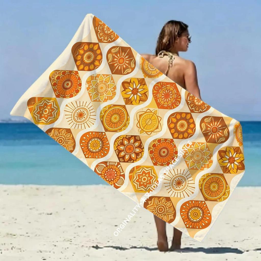 Bohemian Sun Floral Beach Towel Patterned Sunscreen And Windproof Suitable For Swimming Pool Camping Travel