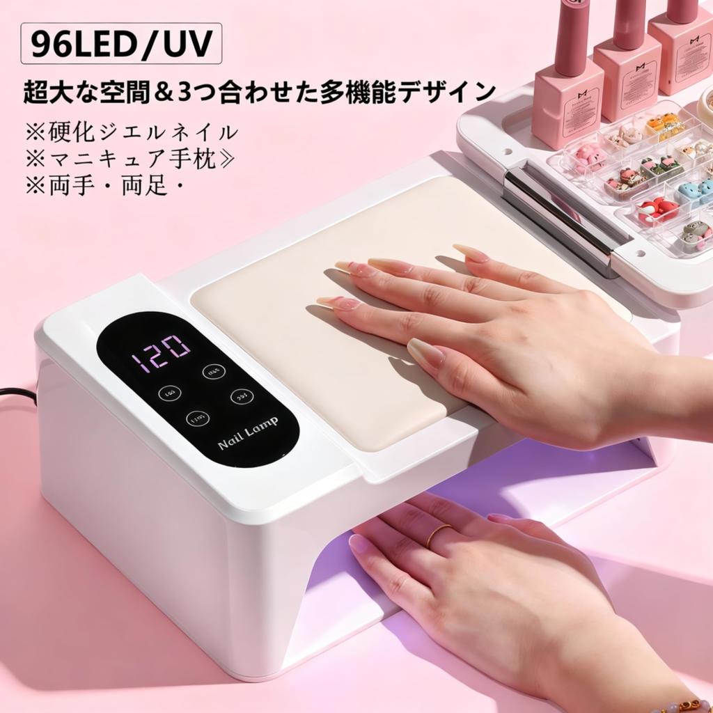 New Gel Nail LED UV Nail Light for Compatible with All 390W Curing Light with PU Hand 96 Fast Low Suitable for Hands and Japanese Instruction Manual