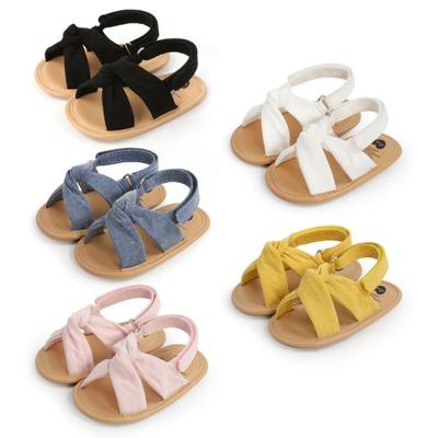 Sandali da bambina per bambina Scarpe basse con suola morbida Infantili antiscivolo Primi camminatori Sandali estivi per bambini in tinta unita 0-18M