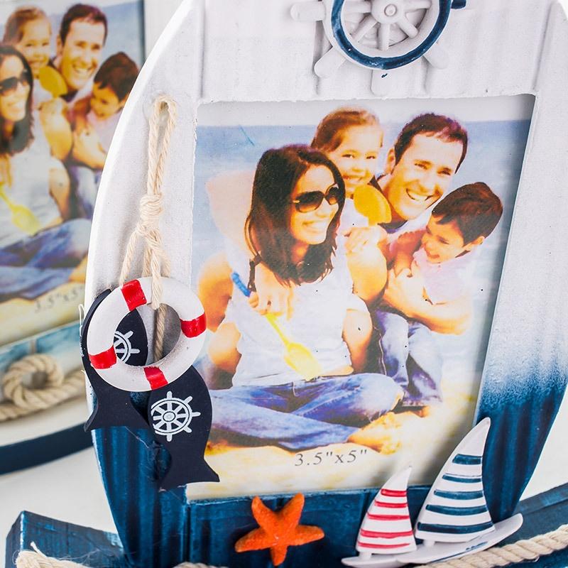 Ocean Boat Swinging Photo Frame Sailing Fashion Photo Frame Decoration Home Decoration Wooden Children 5-inch Photo Frame
