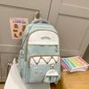Student Schoolbag Women's Color Contrast Backpack Large Capacity Backpack with Coin Purse