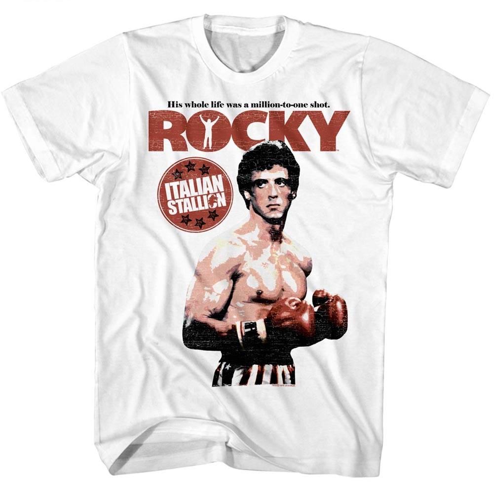 Rocky Balboa Boxing Movie Poster Men T Shirt Million to One Shot Sly Stallion M