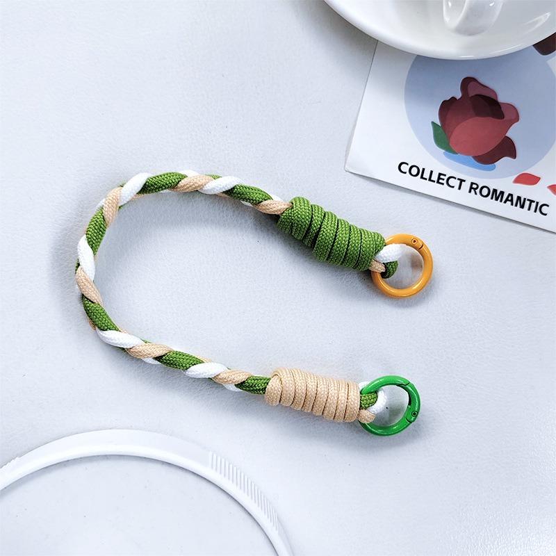 Dopamine Color Braided Three-strand Twist Short Rope Mobile Phone Lanyard Water Cup Keychain Universal Portable