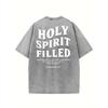 Holy Spirit Vintage Washed High-Quality Patterned T-Shirt, Men'S T-Shirt, Vintage Summer Clothing, Drop Shoulder Sleeves, Round Neck Top