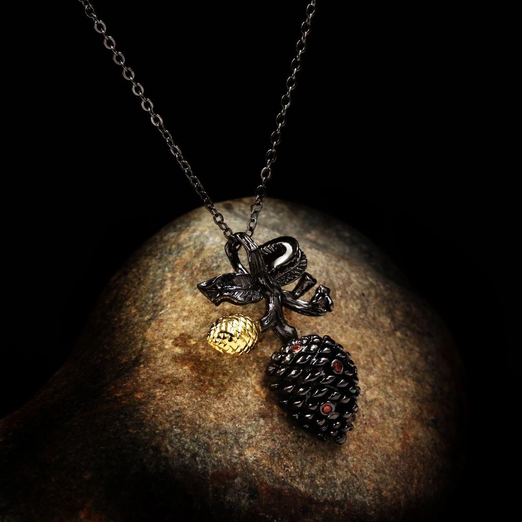 Collana a Bocciolo Bohemia Nero Oro Vintage per Donna Nobile 925 Delicata Catena Corta Choker Rubino